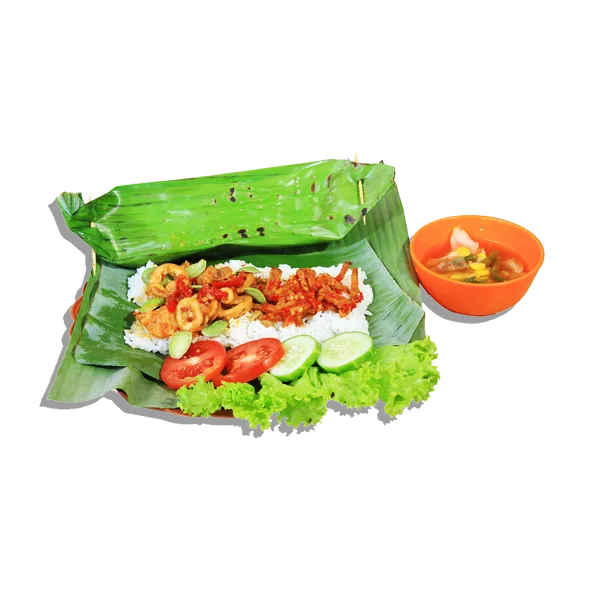 Nasi Bakar Cumi Pete